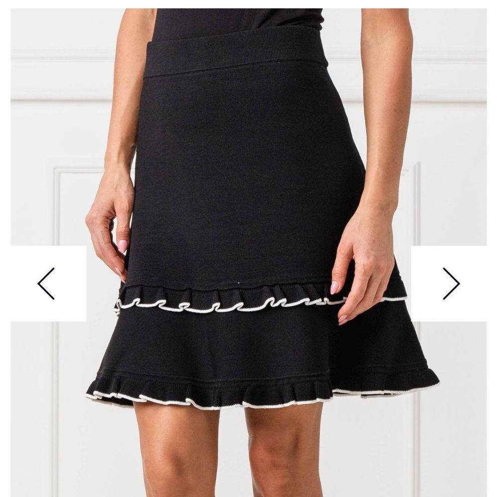 MICHAEL Michael Kors Black Ruffled Hem Mini Skirt Womens Size Small - Picture 2 of 12